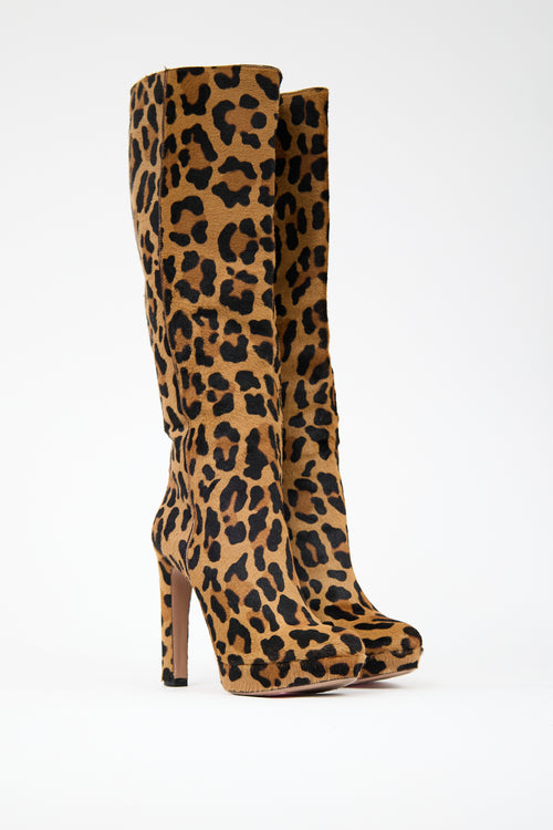 Prada Printed Hair Knee High Boot