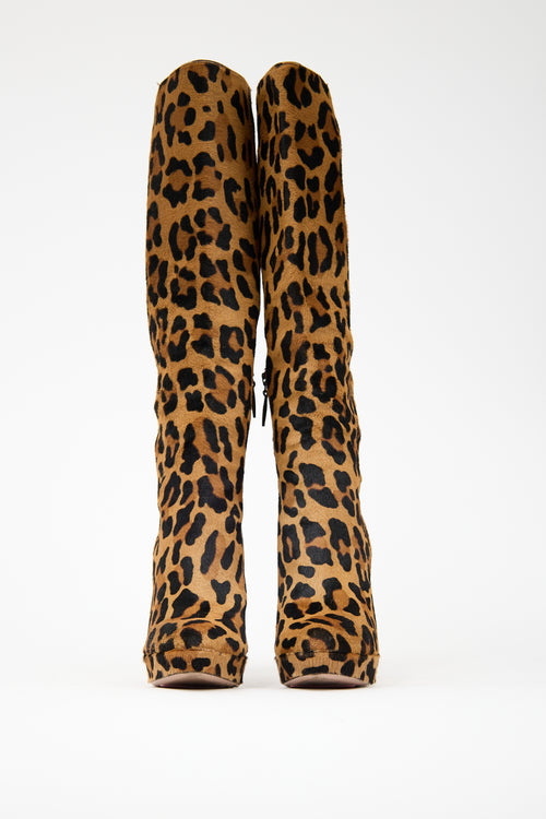 Prada Printed Hair Knee High Boot