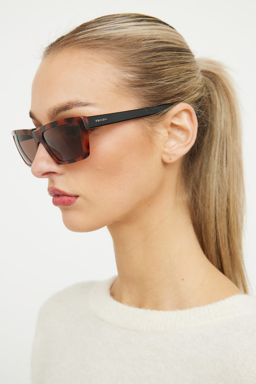 Prada Brown Rectangle SPR 04V 59 Sunglasses