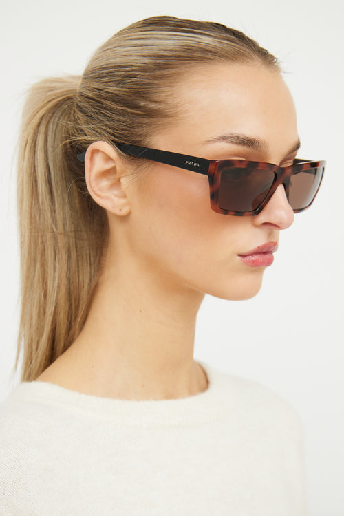Prada Brown Rectangle SPR 04V 59 Sunglasses