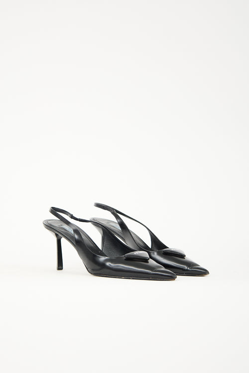 Prada Leather Logo Slingback Pump