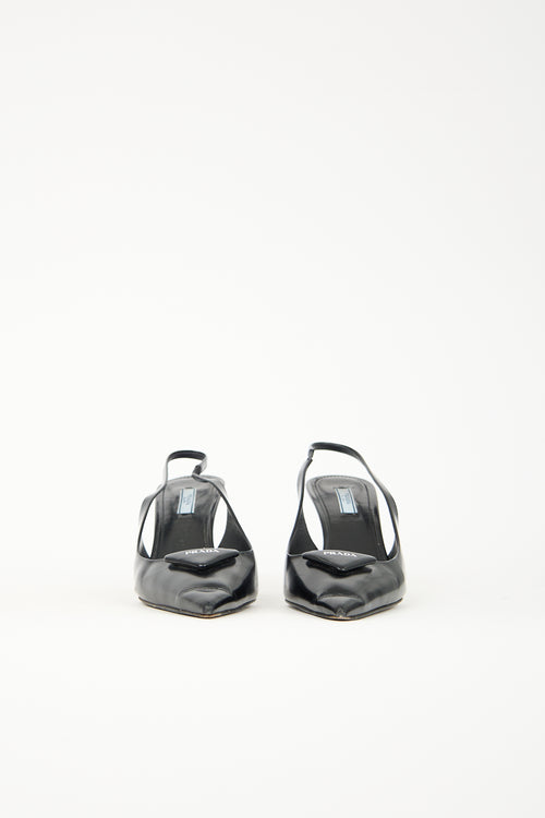 Prada Leather Logo Slingback Pump