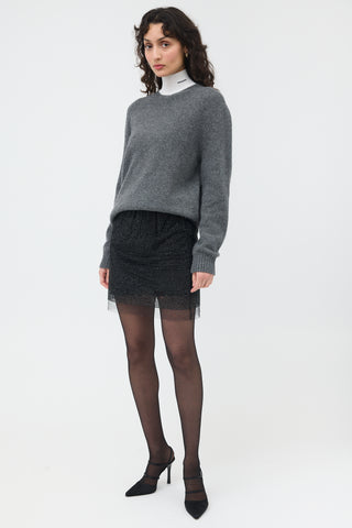 Prada Tulle Embellished Mini Skirt