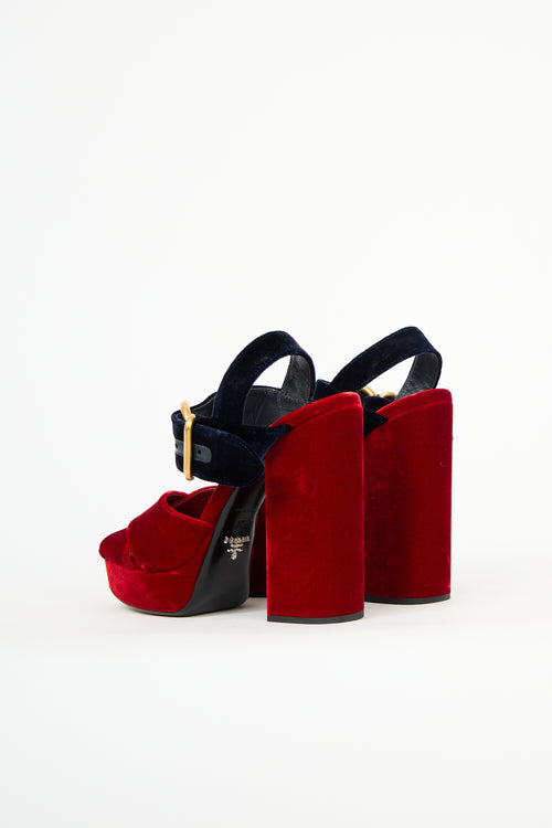 Prada Velvet Criss Cross Platform Heel