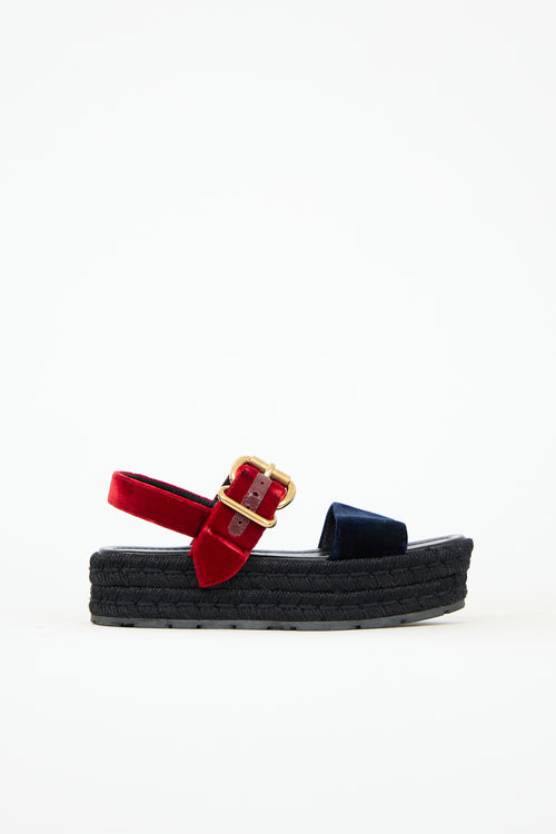 Prada Velvet Platform Espadrille Sandal