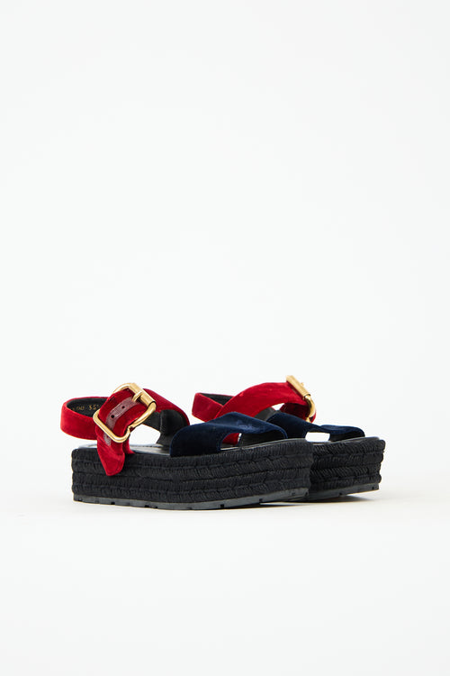Prada Velvet Platform Espadrille Sandal