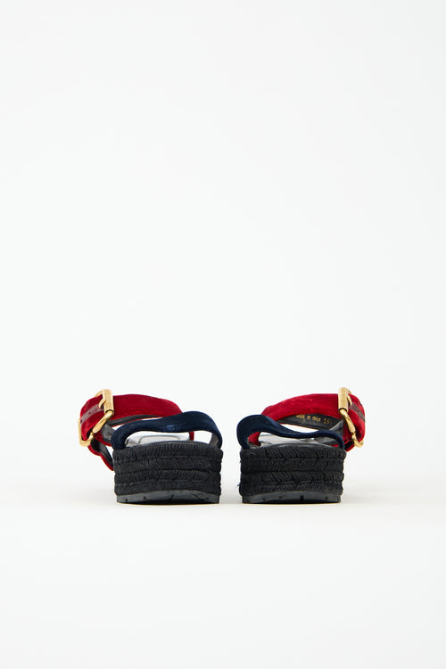 Prada Velvet Platform Espadrille Sandal
