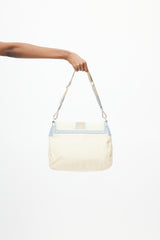 Prada Vintage Beige & Blue Nylon Shoulder Bag