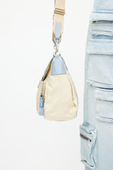 Prada Vintage Beige & Blue Nylon Shoulder Bag