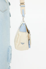 Prada Vintage Beige & Blue Nylon Shoulder Bag