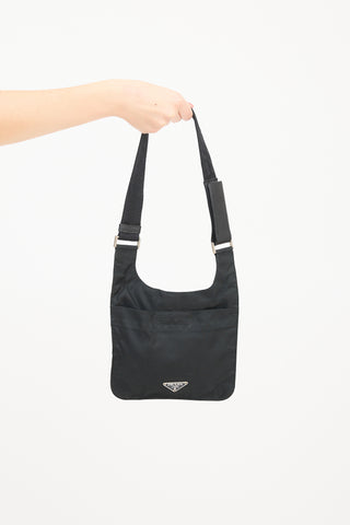 Prada Vintage Black Nylon Shoulder Bag
