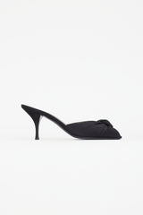 Prada Vintage Black Textile Bow Heeled Sandal