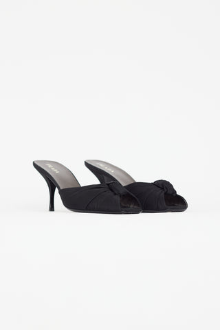 Prada Vintage Black Textile Bow Heeled Sandal