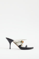 Prada Vintage Black & White Floral Heeled Mule