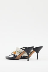 Prada Vintage Black & White Floral Heeled Mule