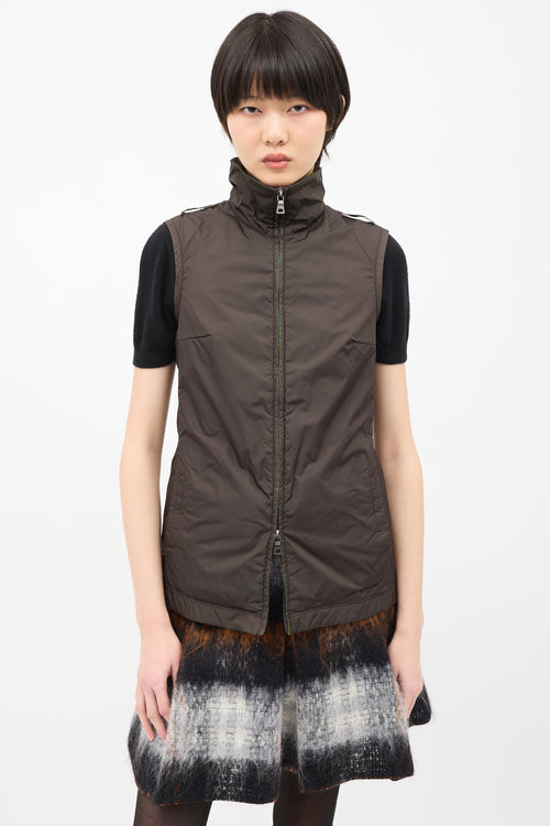 Prada Vintage Brown Shearling & Nylon 2-in-1 Coat