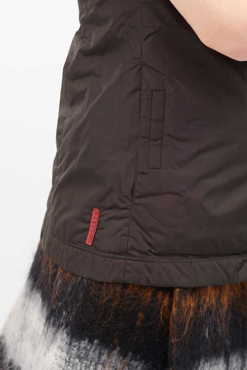 Prada Vintage Brown Shearling & Nylon 2-in-1 Coat