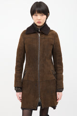 Prada Vintage Brown Shearling & Nylon 2-in-1 Coat