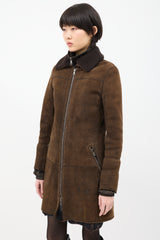 Prada Vintage Brown Shearling & Nylon 2-in-1 Coat