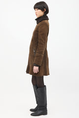 Prada Vintage Brown Shearling & Nylon 2-in-1 Coat
