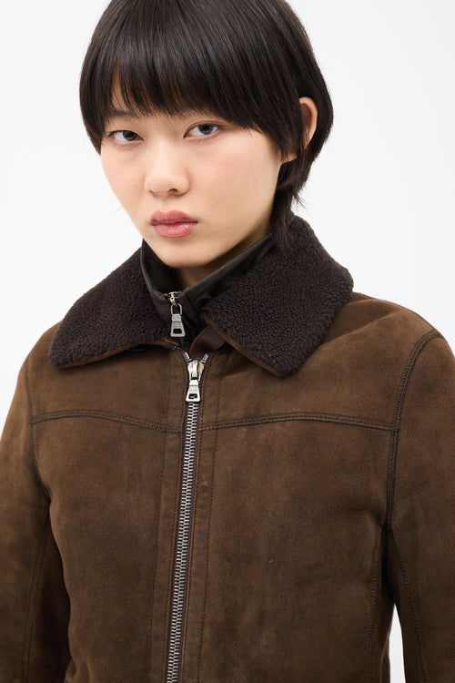 Prada Vintage Brown Shearling & Nylon 2-in-1 Coat