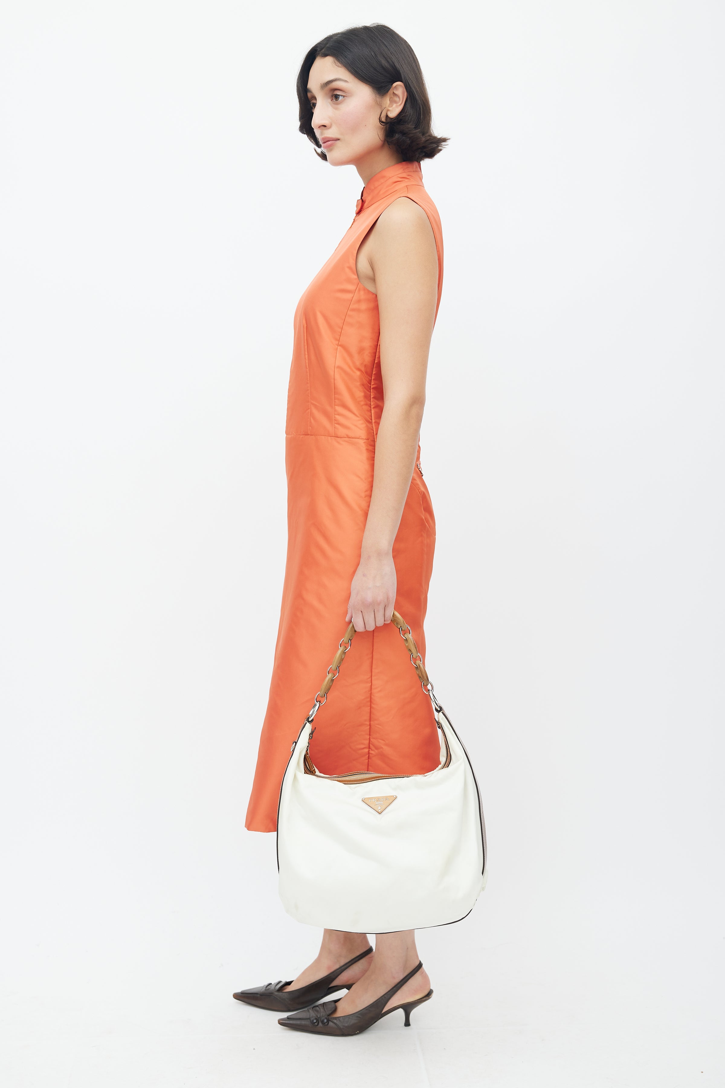 Prada // Beige & Cream Faux Fur Shoulder Bag – VSP Consignment