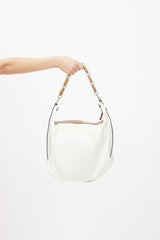 Prada Vintage Cream Nylon & Mariner Wood Shoulder Bag