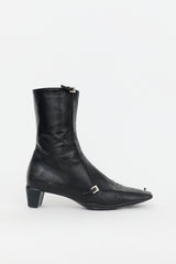 Prada Vintage Leather Buckle Ankle Boot