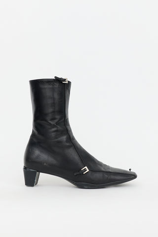 Prada Vintage Leather Buckle Ankle Boot