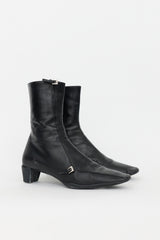 Prada Vintage Leather Buckle Ankle Boot