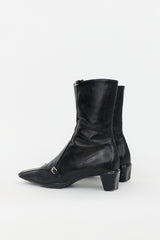 Prada Vintage Leather Buckle Ankle Boot
