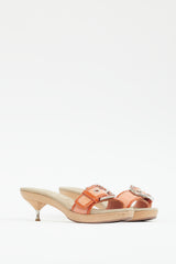 Prada Orange Patent Leather Buckle Mule