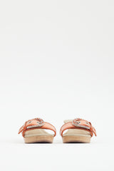 Prada Orange Patent Leather Buckle Mule