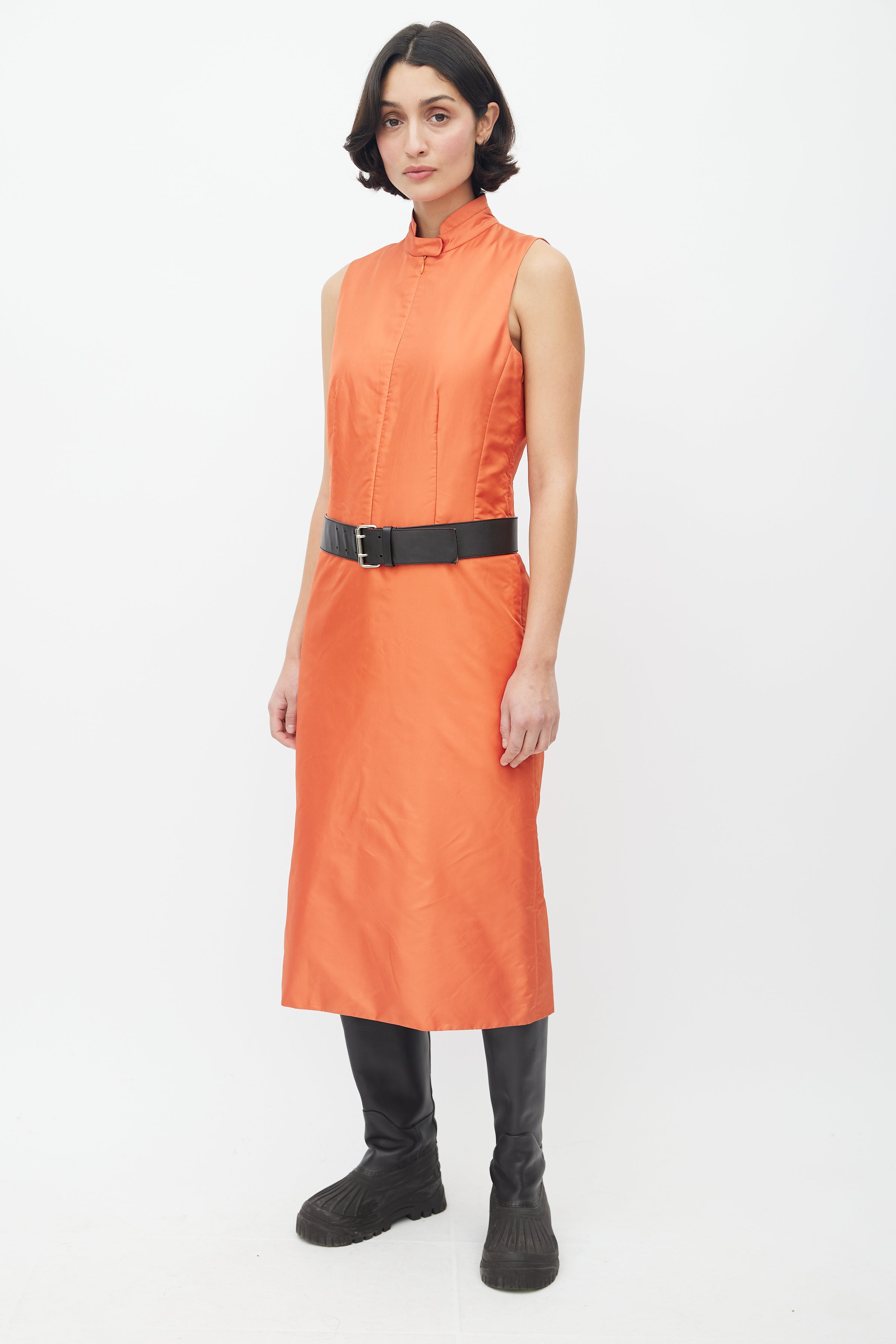 Prada // 1990's Orange Nylon Dress VSP Consignment Prada // 1990's Orange Nylon Dress VSP Consignment