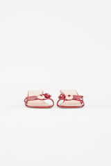 Prada Vintage Red Leather Flower Heeled Sandal