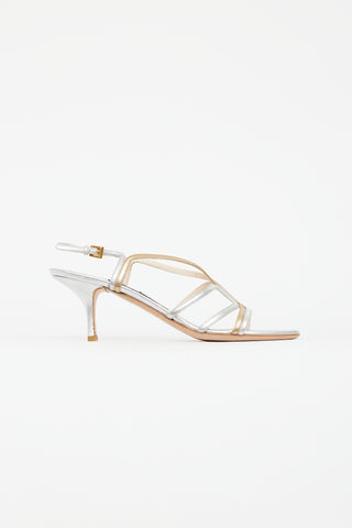 Prada Vintage Silver & Gold Leather Slingback Heel