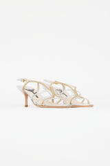 Prada Vintage Silver & Gold Leather Slingback Heel