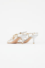 Prada Vintage Silver & Gold Leather Slingback Heel