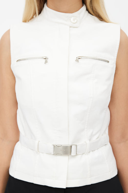 Prada Vintage White Nylon Belted Vest