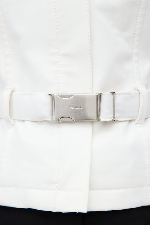 Prada Vintage White Nylon Belted Vest