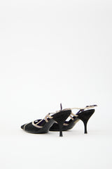 Prada Vintage Black Suede & Leather Slingback Heel