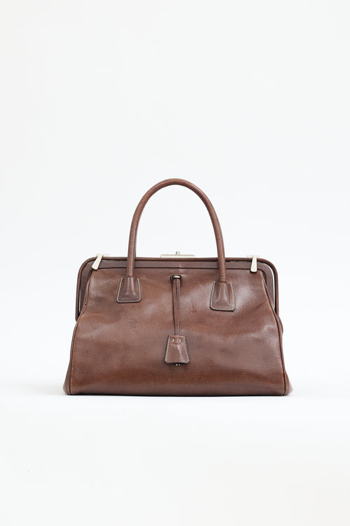 Prada Vintage Leather Madras Cerniera Doctor Bag