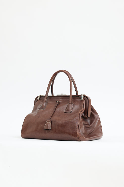 Prada Vintage Leather Madras Cerniera Doctor Bag