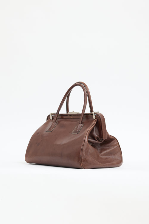 Prada Vintage Leather Madras Cerniera Doctor Bag