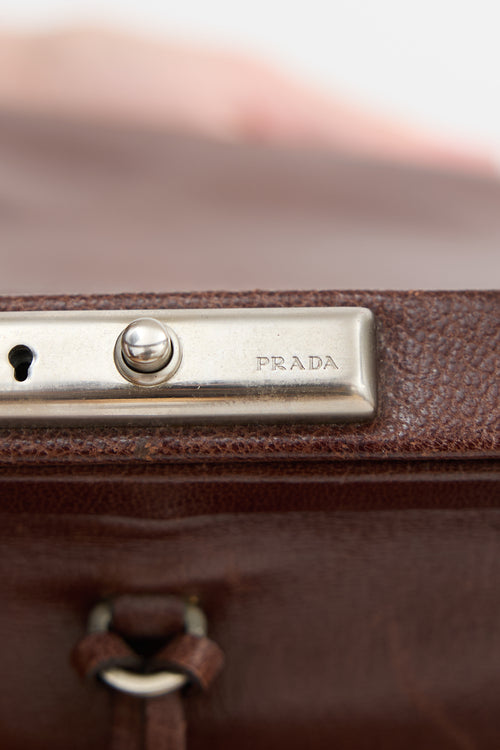 Prada Vintage Leather Madras Cerniera Doctor Bag