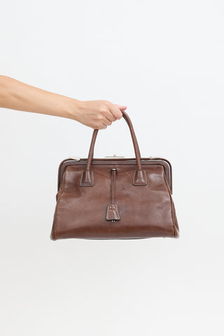 Prada Vintage Leather Madras Cerniera Doctor Bag