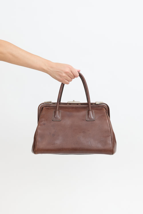 vintage PRADAブラウンバッグ Prada // Vintage Leather Madras Cerniera Doctor Bag – VSP Consignment