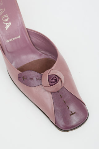 Prada Vintage Leather Rosette Mule