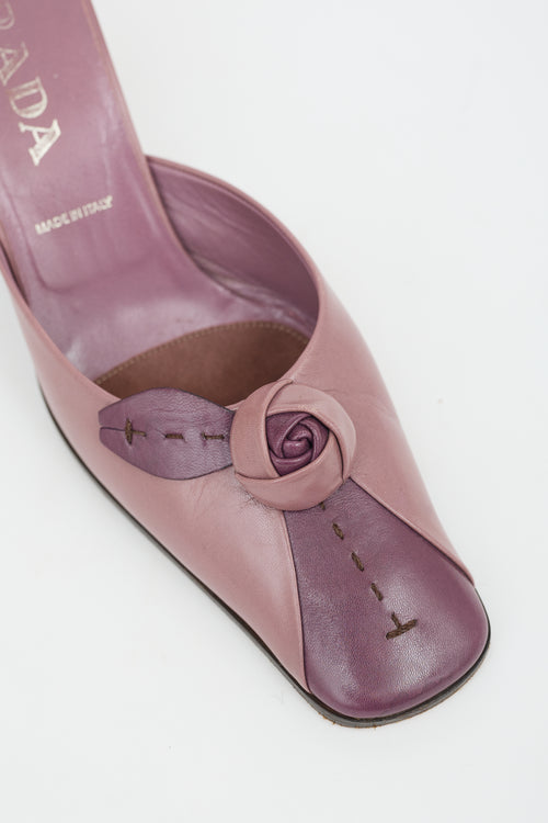 Prada Vintage Leather Rosette Mule
