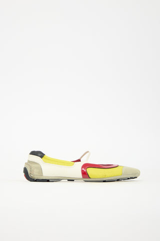 Prada Vintage Sport Leather & Mesh Flat